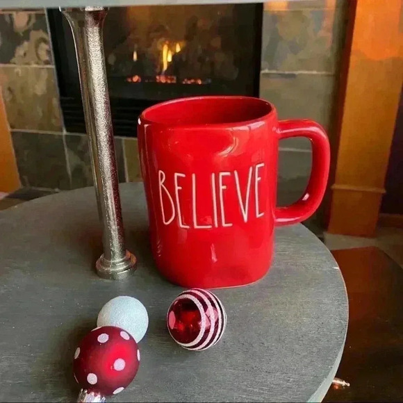 ❤️ NEW Rae Dunn BELIEVE - Beautiful Christmas RED Holiday Ceramic Coffee Mug/Cup - Picture 10 of 11